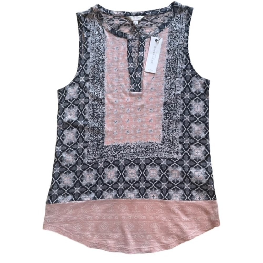 LUCKY BRAND Floral & Geometric Sleeveless Top, Size XS - NWT
